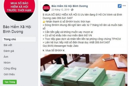 Xuất hiện tài khoản Facebook giả mạo, thu gom sổ bảo hiểm xã hội