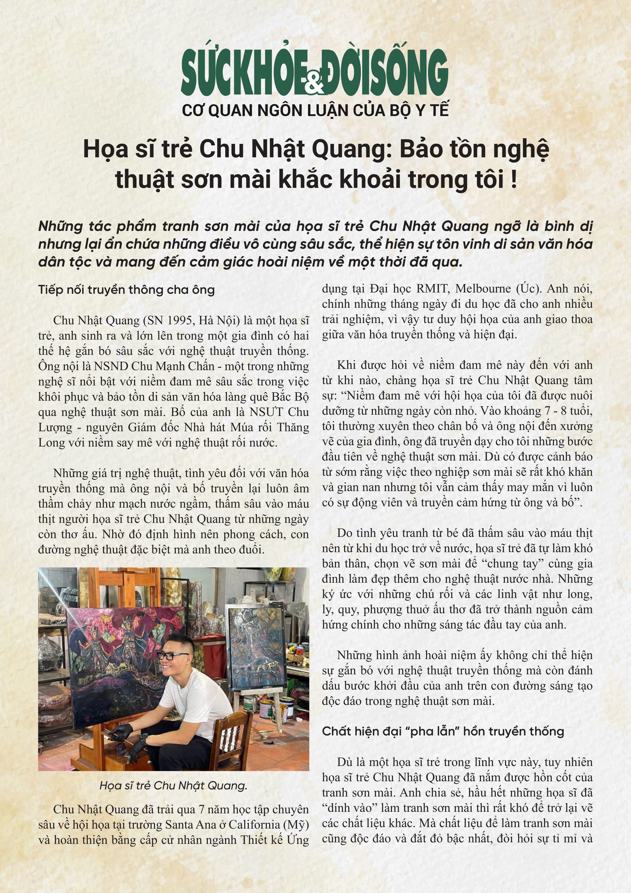 Các báo lớn đều viết bài về hoạ sĩ Chu Nhật Quang và triển lãm Dấu thiêng